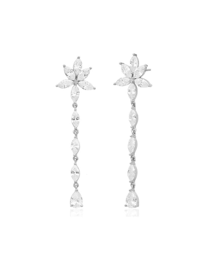 Pear-shaped Flower Drop Earrings,