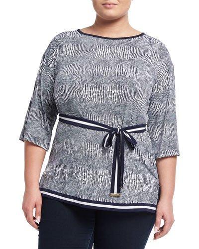 Zephyr Bordered Tunic, Navy,
