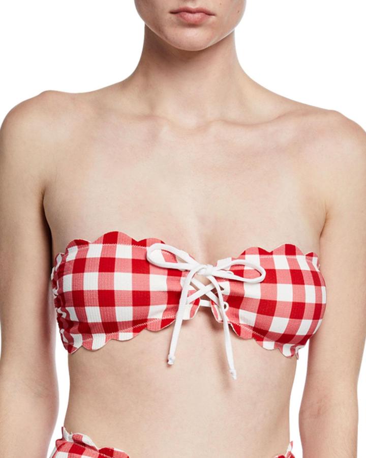 Antibes Scalloped Tie Bandeau Bikini Top