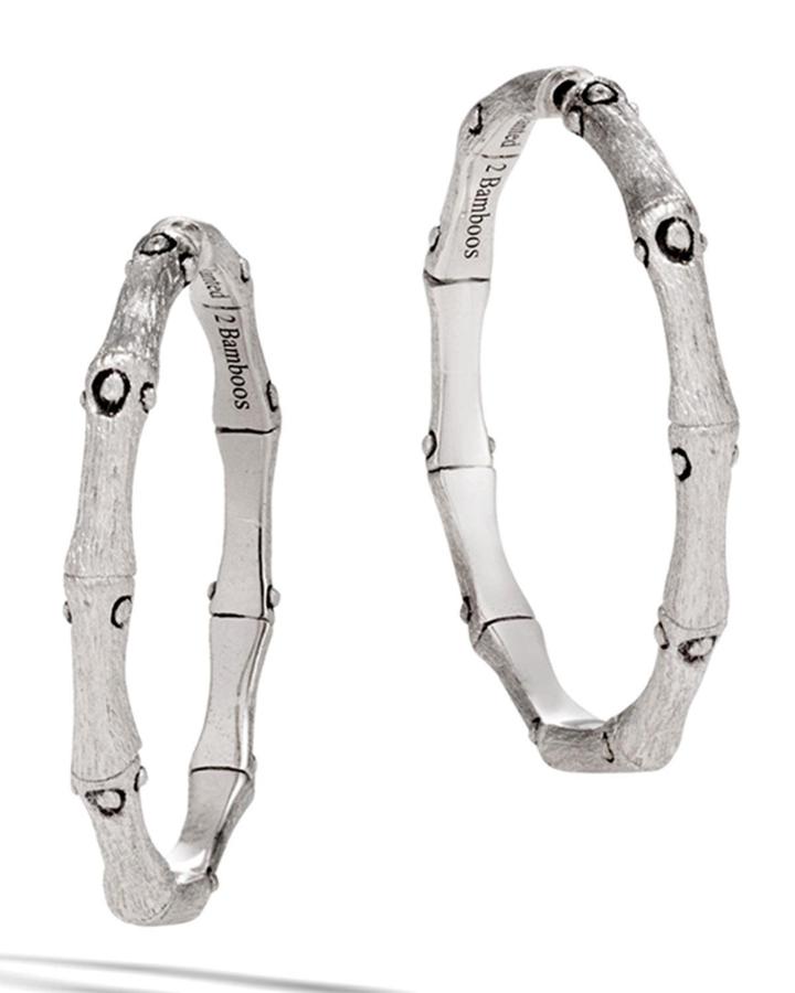 Bamboo Medium Hoop Earrings W/ Brushed Finish