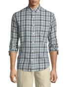Multi-plaid Sport Shirt, White/blue