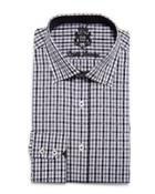 Mini-gingham Check Dress Shirt, Gray/blue