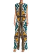 Scarf-print Crepe De Chine Jumpsuit