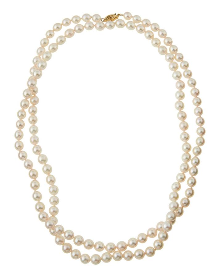 Long White Akoya Pearl Necklace,