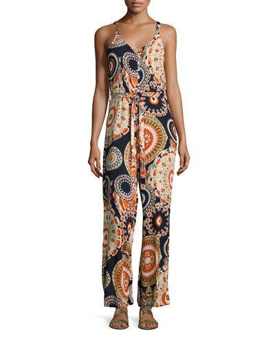 Graphic-print Jumpsuit, Orange