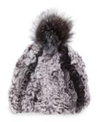 Knitted Fur Pompom Hat