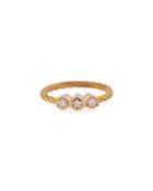 18k Rose Gold & Stainless Steel 3-diamond Cable Ring,