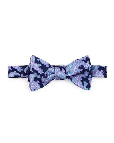 Paisley Silk Bow Tie, Navy/lilac