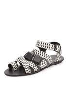 Sedona Embossed-circles Sandal, Cream/black