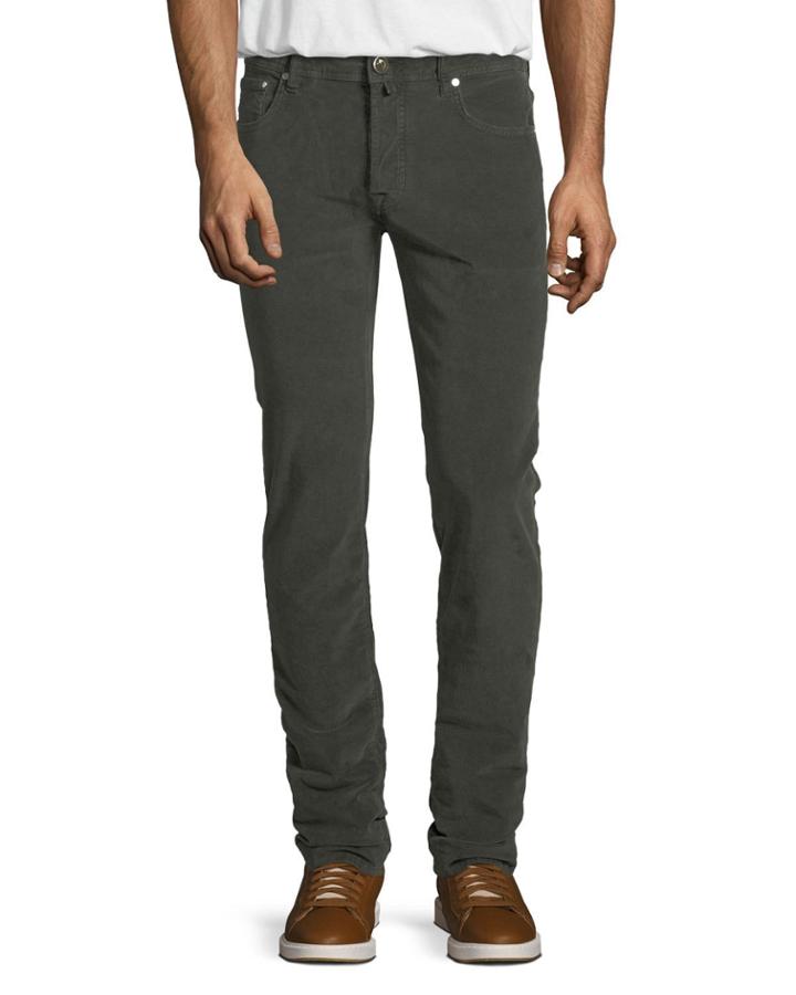 Five-pocket Stretch-corduroy Pants, Olive