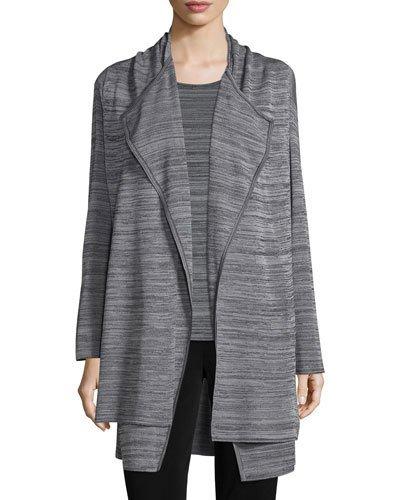 Long-sleeve Open-front Jacket, Neutral Gray/black