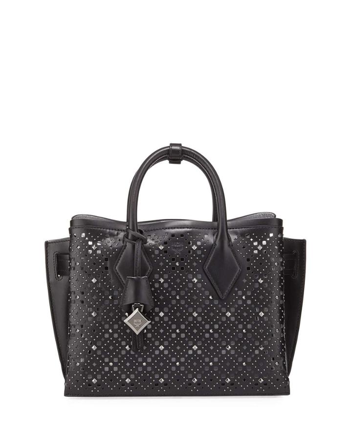 Neo Milla Studded Perforated Leather Tote Bag