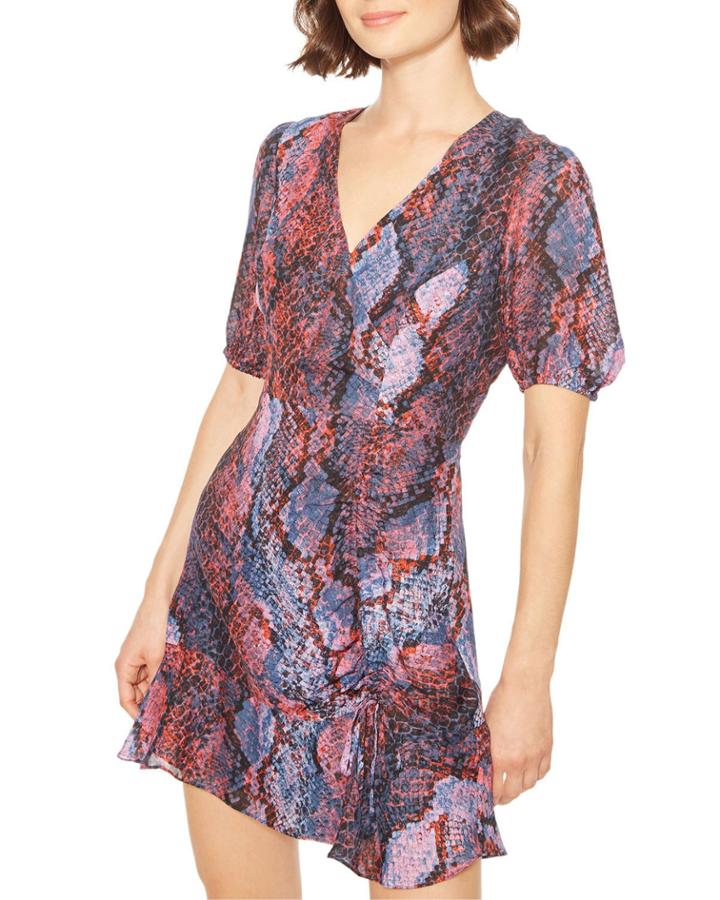 Soliana Snake-print Short Flounce Dress