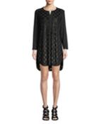 Kenzie Velvet Dot Long-sleeve High-low Dress