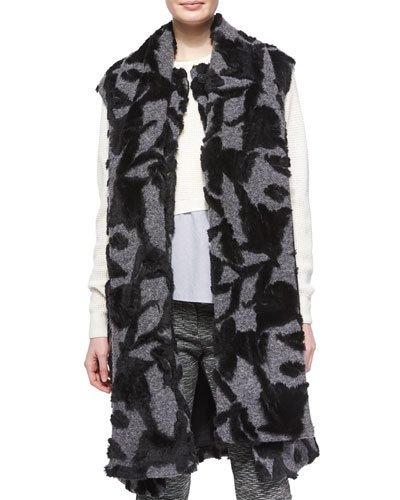 Long Scarf-tie Vest, Charcoal/black
