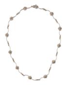 18k White Gold 2-tone Diamond Flower Necklace