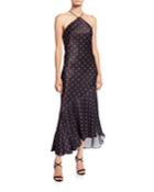 Odell Polka-dot Bias-cut Midi Halter Dress