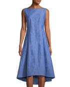 Juliana Sleeveless High-low Chambray Dress