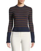 Cashmere Striped Button-sleeve