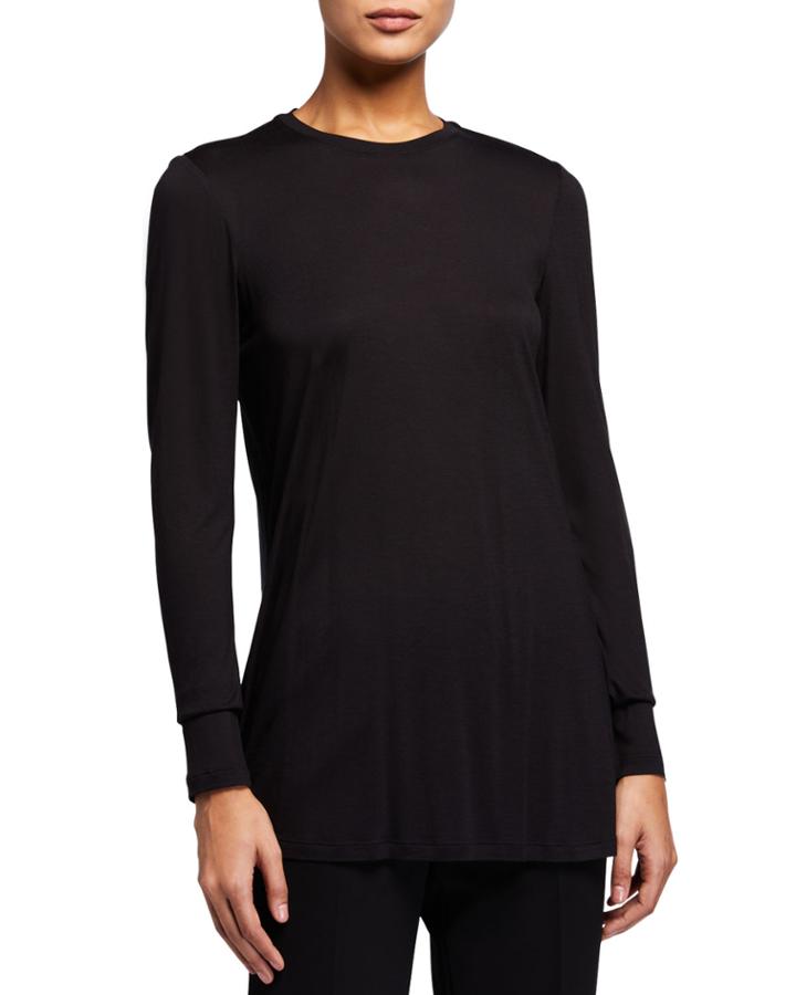 Lexia Crewneck Long-sleeve Featherweight Jersey Top