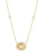 18k Gold & Diamond Oval Pendant Necklace