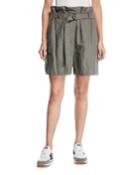 Cotton Paperbag Cargo Shorts With D-ring Waistbelt