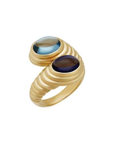 18k Aquamarine & Amethyst Bypass Ring