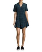 Kayden Printed Button-front Silk Shirtdress, Blue Pattern