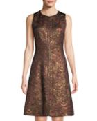 Metallic Jacquard Sleeveless A-line Dress
