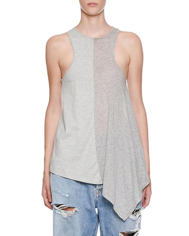 Two-tone Draped Jersey Hybrid Racer Tank