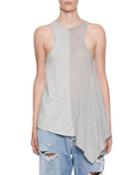 Two-tone Draped Jersey Hybrid Racer Tank
