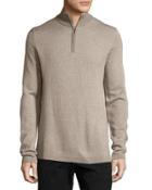 Diagonal-stripe Quarter-zip Sweater, Cobblestone