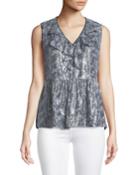 Kaiya Metallic-print Silk-blend Blouse