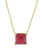 18k Rock Candy Mini Single Square Sliding Composite Ruby Pendant Necklace