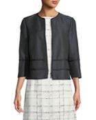 Aisha 3/4-sleeve Zip-front Jacquard Jacket
