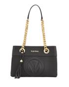 Kali Perforated Chain Tote Bag, Black