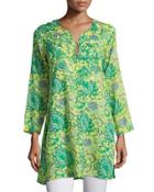 Paisley Wildflower Embroidered Tunic, Green Pattern