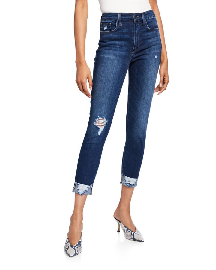 High-rise Skinny Cropped Jeans W/ Cuffs