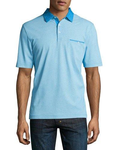 Solid Knit Pocket Polo Shirt, Dark Blue