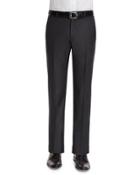 Classic Flat-front Wool Trousers, Charcoal