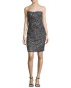 Strapless Embellished Sequin Dress, Granite