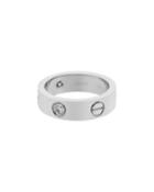 Estate 18k White Gold 3-diamond Love Ring,