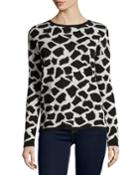 Minnie Rose Giraffe-print Jacquard Sweater, Black/gris, Women's, Size: Small, Black/ Gri