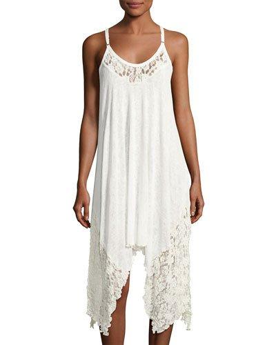 Henna Blues Lace-inset Knit Dress, White