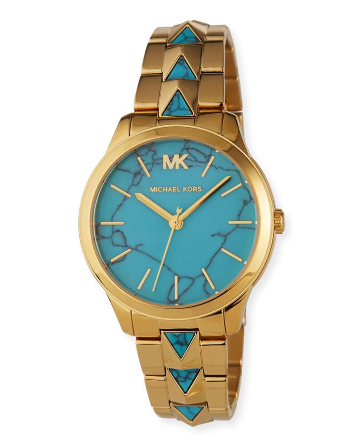 38mm Runway Mercer Bracelet Watch, Turquoise Blue