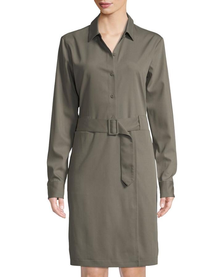 Long-sleeve Belted Wool