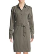 Long-sleeve Belted Wool