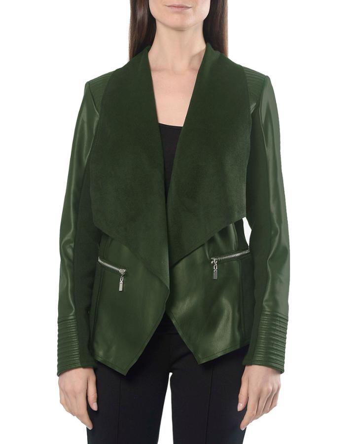 Vegan Leather Open Jacket