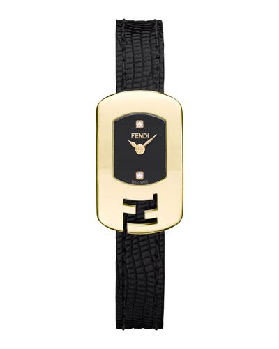 Chameleon Golden Watch W/ Black Calfskin