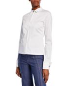 Roxanne Button-front Stretch-cotton Top